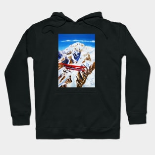 Denali Mountain Painting, K2 Aviation, De Havilland Beaver, Alaska Mountains, Gift for Pilot, Scott Clendaniel, Alaska Aviation, Mt McKinley Active Hoodie